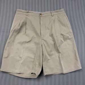 Slazenger Khaki Tan Flat Front Golf Chino Shorts Mens Size 36
